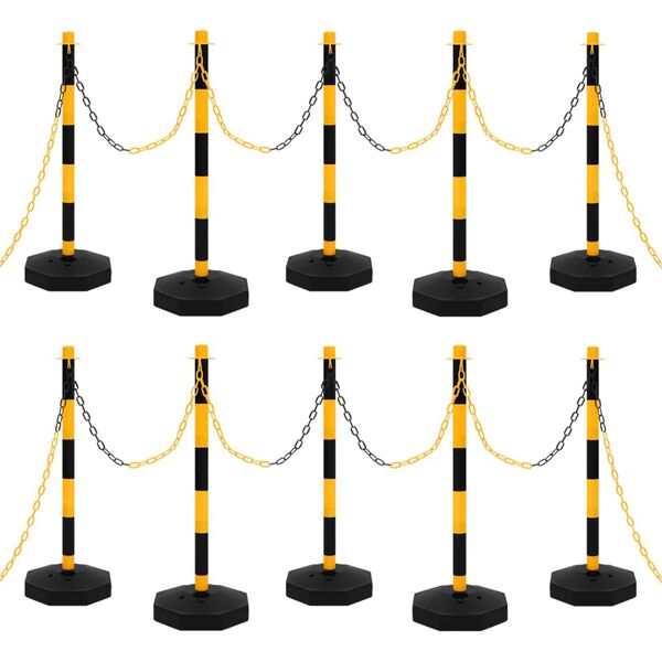 vidaXL Kettenpfosten-Set mit 10 m Kunststoffkette