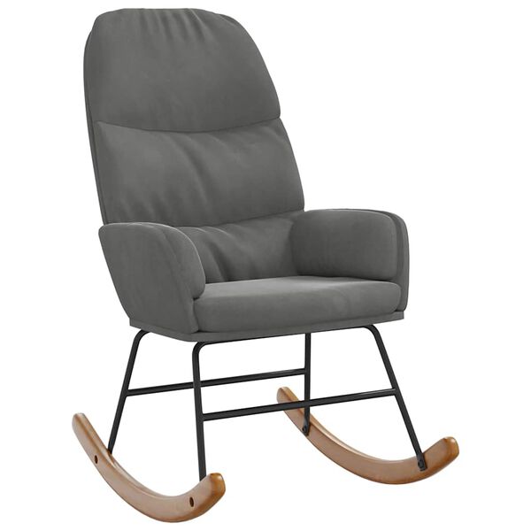 vidaXL Schaukelstuhl Dunkelgrau Samt