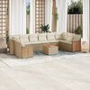 vidaXL 11-tlg. Garten-Sofagarnitur mit Kissen Beige Poly Rattan