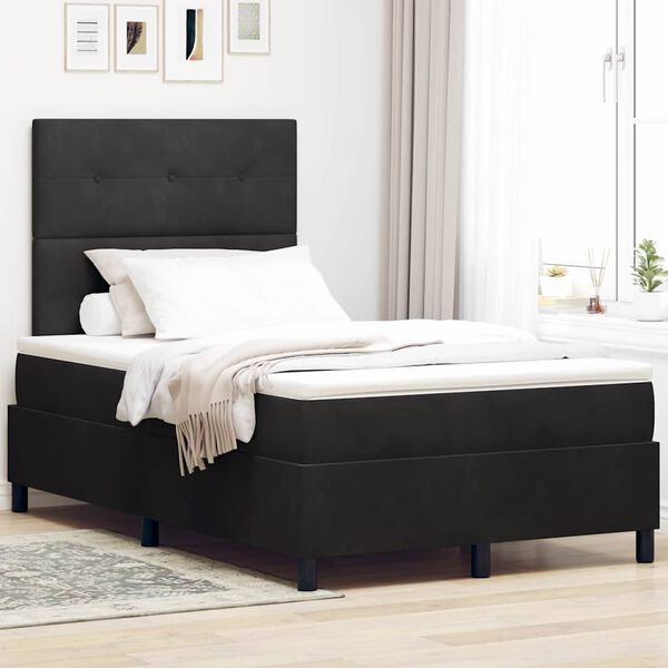 vidaXL Boxspringbett mit Matratze Schwarz 120 x 190 cm Samt