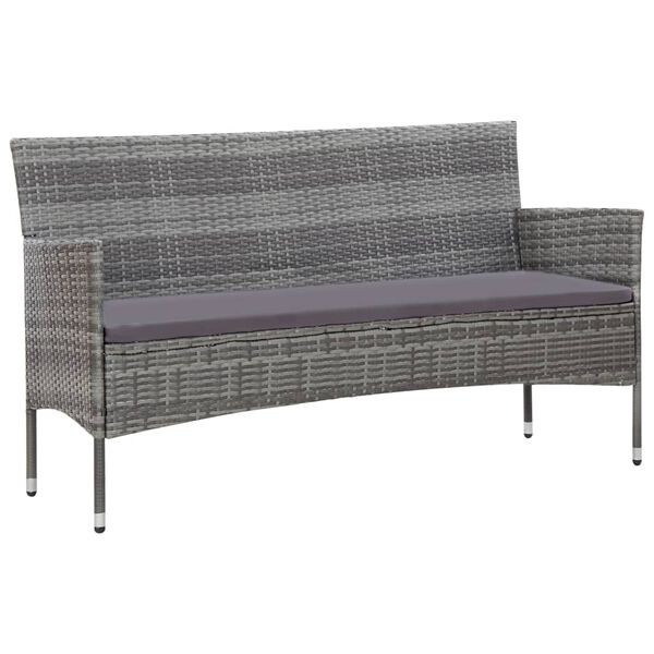 vidaXL 5-tlg. Garten-Lounge-Set mit Auflagen Poly Rattan Grau