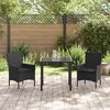 vidaXL Garten Essgruppe mit Kissen 3 pcs Schwarz Poly-Rattan