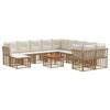 vidaXL Outdoor-Sofagarnitur 12 pcs Nat&uuml;rlich und Cremwei&szlig; Polyester