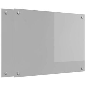 vidaXL K&uuml;chenr&uuml;ckwand 2 pcs Hellgrau 80 x 60 cm Geh&auml;rtetes Glas