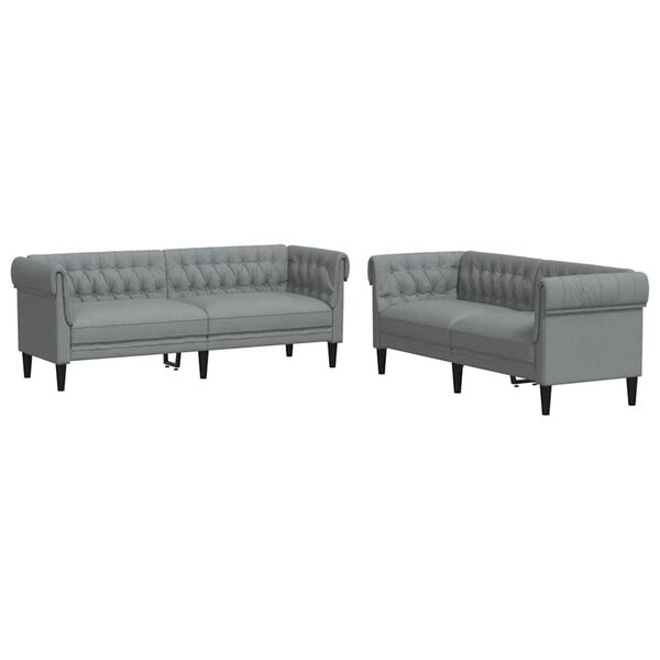 vidaXL Wohnzimmer Couch 2 pcs Hellgrau Stoff