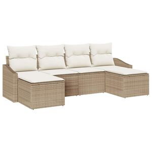 vidaXL Garten Essgruppe mit Kissen mit Speicher 6 pcs Beige und Creme