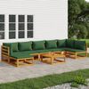 vidaXL 8-tlg. Garten-Lounge-Set mit Grünen Kissen Massivholz