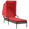 vidaXL Sonnenliege mit Sonnendach Braun Polyrattan