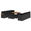 vidaXL Gartensofa-set 11 Stk. Schwarz Poly-Rattan