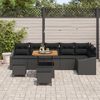 vidaXL Garten-Sofa-Set mit Kissen 9 pcs Schwarz Poly Rattan