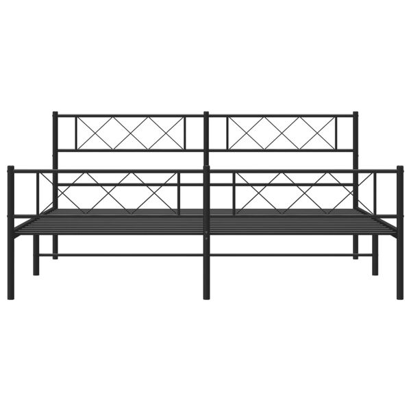 vidaXL Metallbett ohne Matratze mit Fu&szlig;teil Schwarz 180x200 cm