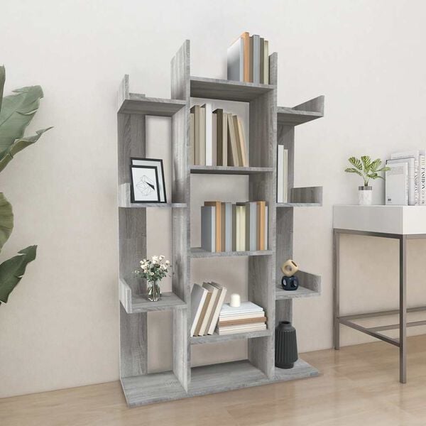 vidaXL Bücherregal Grau Sonoma 86x25,5x140 cm Holzwerkstoff