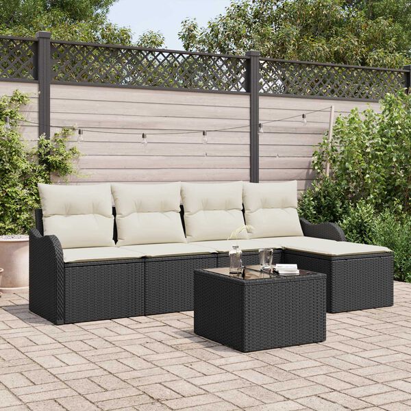 vidaXL Gartensofa-set mit Speicher 6 pcs Braun Poly-Rattan