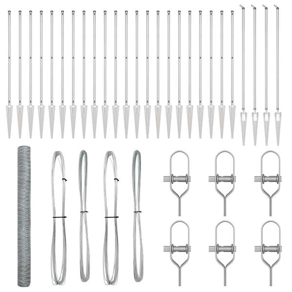 vidaXL Zaunpfosten Silber 50 x 1,5 m (50 mm Maschen) Stahl