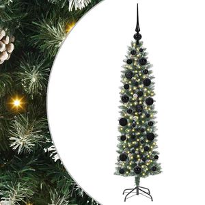 vidaXL K&uuml;nstlicher schlanker Weihnachtsbaum Gr&uuml;n und Wei&szlig; 120 cm