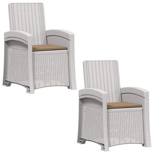 vidaXL Liegesessel Garten Rattan-Optik 2 stk. Wei&szlig; und Taupe PP