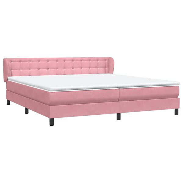 vidaXL Boxspringbett mit Matratzen Rosa 180x210 cm Samt