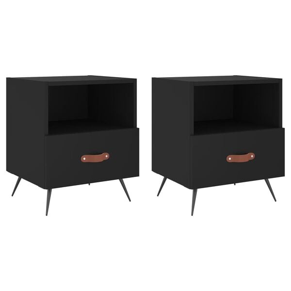 vidaXL Nachttische 2 Stk. Schwarz 40x35x47,5 cm Holzwerkstoff