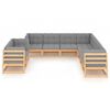 vidaXL 9-tlg. Garten-Lounge-Set mit Kissen Massivholz Kiefer