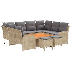 vidaXL M&ouml;belsets mit Kissen 8 pcs Beige und Hellgrau PE-Rattan