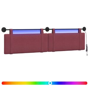 vidaXL H&auml;ngendes Kopfteil Mit LED Licht Weinrot Stoff
