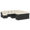 vidaXL 13-tlg. Garten-Sofagarnitur mit Kissen Schwarz Poly Rattan