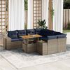 vidaXL 9-tlg. Garten-Sofagarnitur mit Kissen Grau Poly Rattan