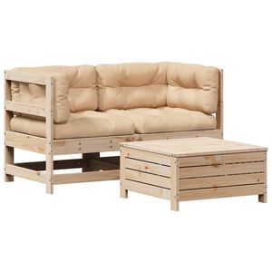 vidaXL 3-tlg. Garten-Lounge-Set mit Kissen Massivholz Kiefer