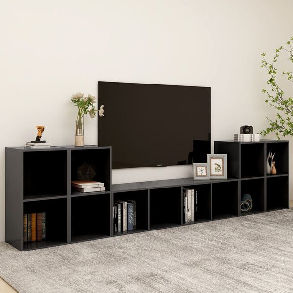 vidaXL 5-tlg. TV-Schrank-Set Grau Holzwerkstoff