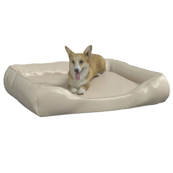 vidaXL Hundebett Beige 80x68x23 cm Kunstleder