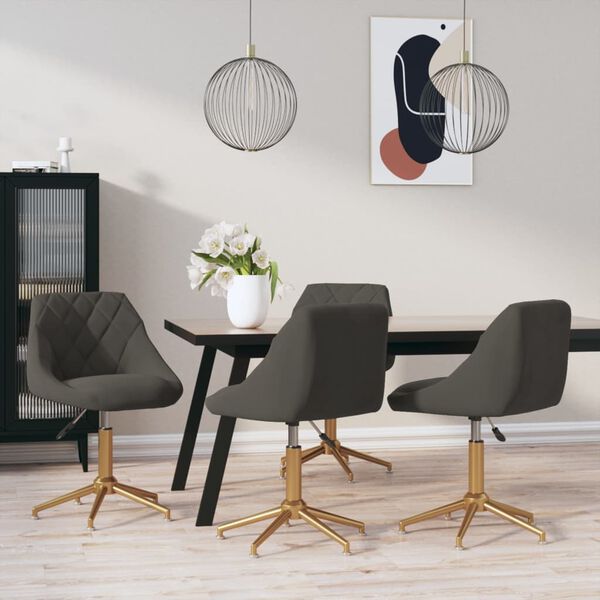 vidaXL Esszimmerst&uuml;hle 4 Stk. Drehbar Dunkelgrau Samt