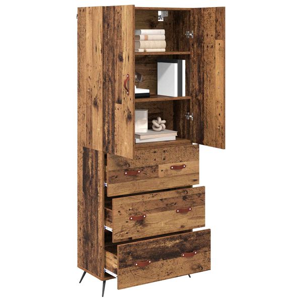 vidaXL Highboard Wandmontiert Altholz 69,5 x 34 x 180 cm Holzwerkstoff