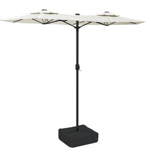 vidaXL Doppel-Sonnenschirm mit LED-Leuchten Sandwei&szlig; 316x145 cm