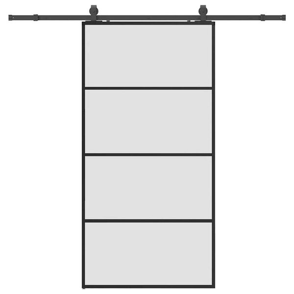 vidaXL Schiebet&uuml;r mit Beschlag Schwarz 102,5x205 cm ESG-Glas