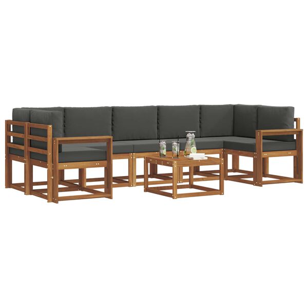 vidaXL Outdoor-Sofagarnitur mit Kissen 8 pcs Natur und Anthrazit