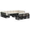 vidaXL Gartensofa-set 14 pcs Schwarz und Cremewei&szlig; Poly-Rattan