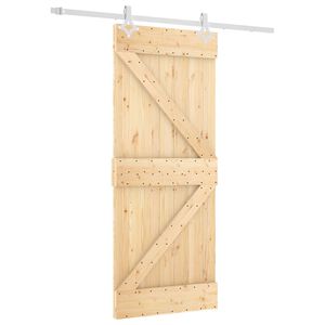vidaXL Schiebet&uuml;r Nat&uuml;rlich und Wei&szlig; 85 x 210 cm Massivkiefer