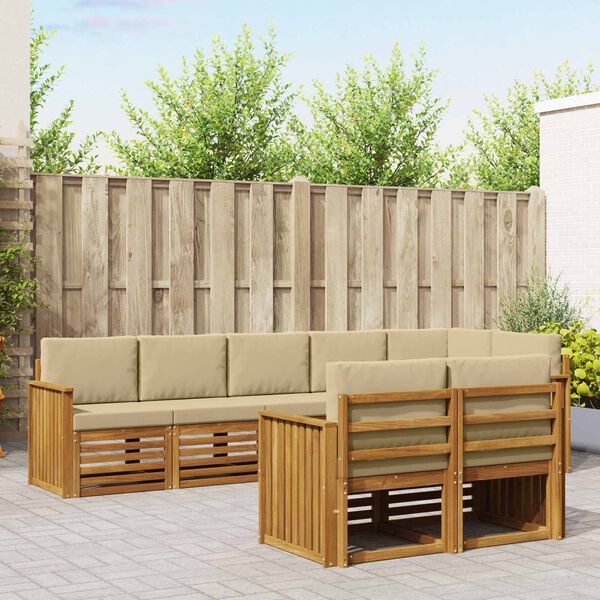 vidaXL Sofagarnituren 8 pcs Natur und Beige Massivholz Akazie