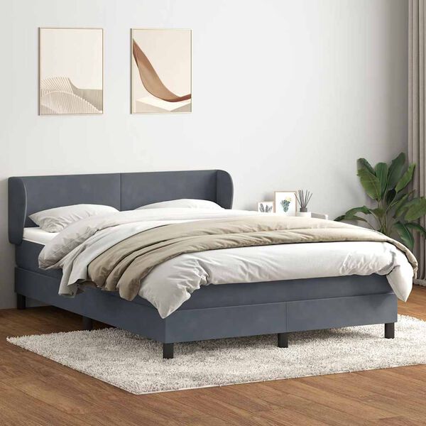 vidaXL Boxspringbett mit Matratze Dunkelgrau 140x210 cm Samt