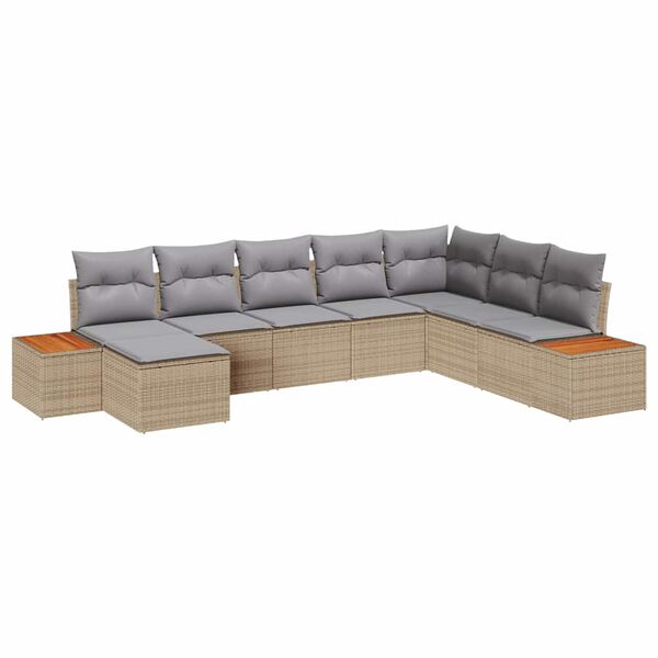 vidaXL Gartensofa-set mit Kissen 8 pcs Beige und Hellgrau Poly Rattan