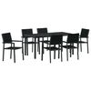 vidaXL Garten Essgruppe 7 pcs Schwarz Pulverbeschichteter Stahl