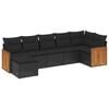 vidaXL 7-tlg. Garten-Sofagarnitur mit Kissen Schwarz Poly Rattan