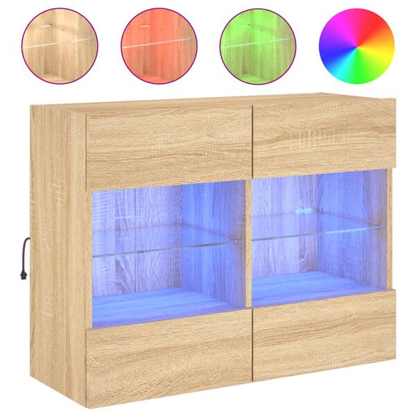 vidaXL TV-Wandschrank mit LED-Leuchten Sonoma-Eiche 78,5x30x60,5 cm