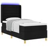 vidaXL Boxspringbett mit LED-Lichtleisten Schwarz 90 x 190 cm Stoff