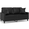 vidaXL 2-Sitzer-Sofa mit Kissen Schwarz 140 cm Kunstleder