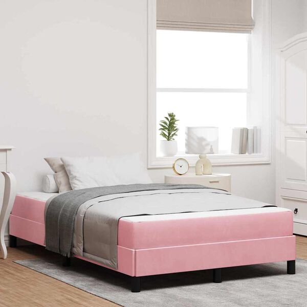 vidaXL Boxspringbett mit Matratze Rosa 120 x 200 cm Stoff