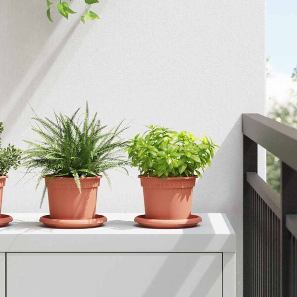 vidaXL Runder Blumentopf 6 pcs Ziegelrot &Oslash; 12,5 x 10 cm Kunststoff