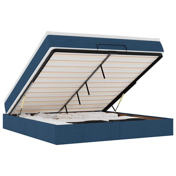 vidaXL Ottoman-Bett mit Matratze Blau 160x200 cm Stoff