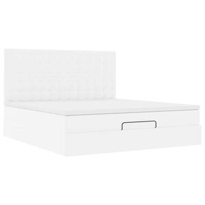 vidaXL Ottoman-Bett mit Matratze Wei&szlig; 180x200 cm Kunstleder
