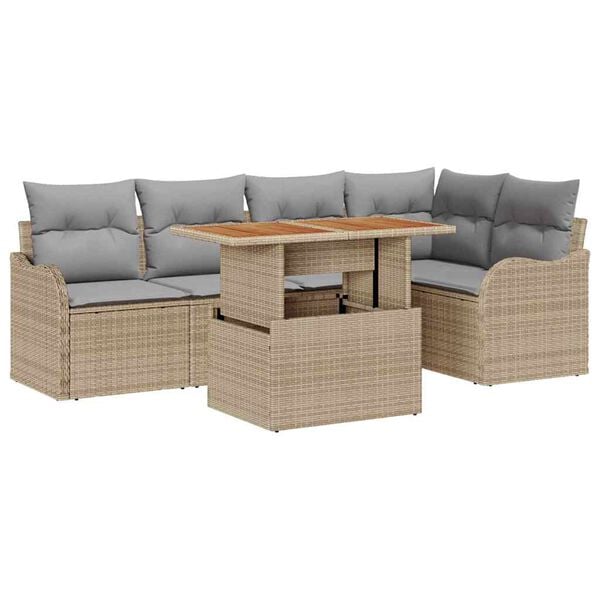 vidaXL Garten-Sofa-Set mit Kissen 6 pcs Beige und Hellgrau